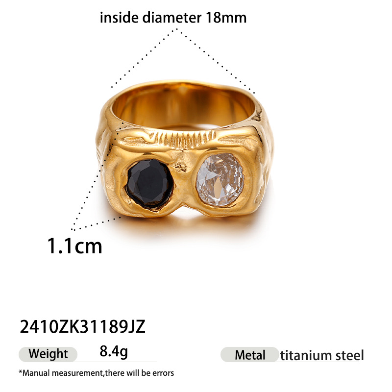 Anillo de acero inoxidable de la mujer no decolor anillo incrustado de zircon ligero de lujo nicho joyería de venta caliente transfronteriza