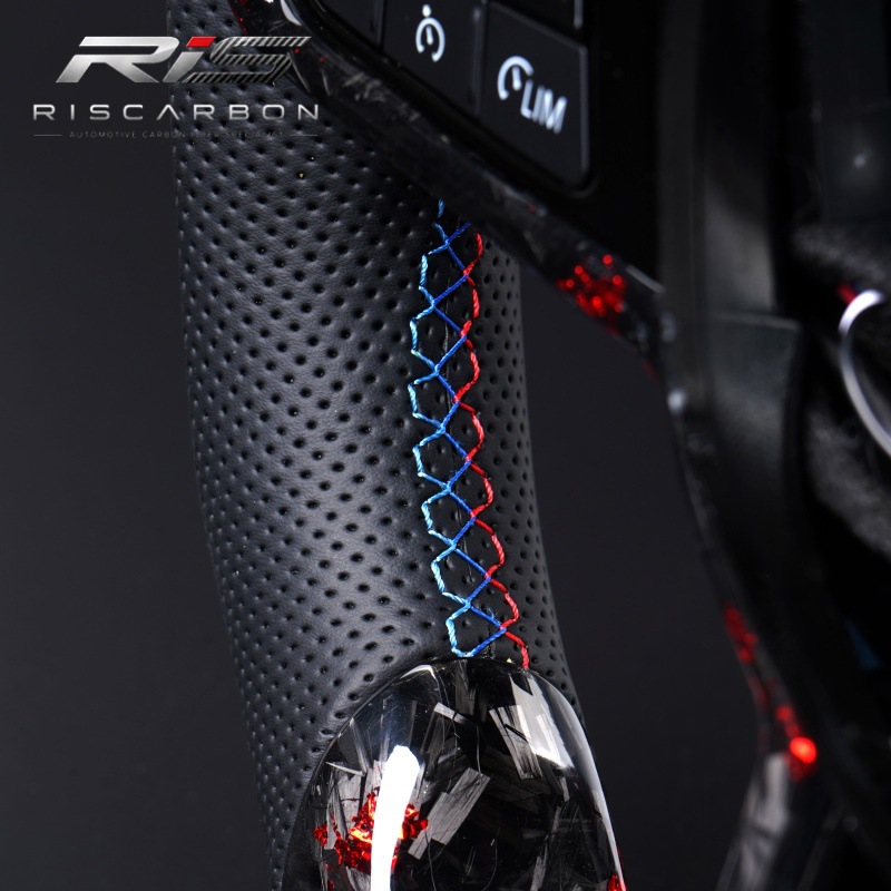 Suitable for Bmw Cs Forged Carbon Fiber Red Accent Steering Wheel 3 Series 5 Series X3X5G30G20G21G22G26