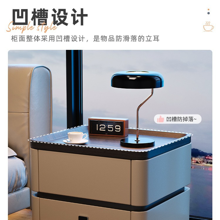 Escritorio de cabecera de bloqueo de contraseña moderno y simple dormitorio de madera maciza italiano minimalista gabinete de almacenamiento de alta calidad