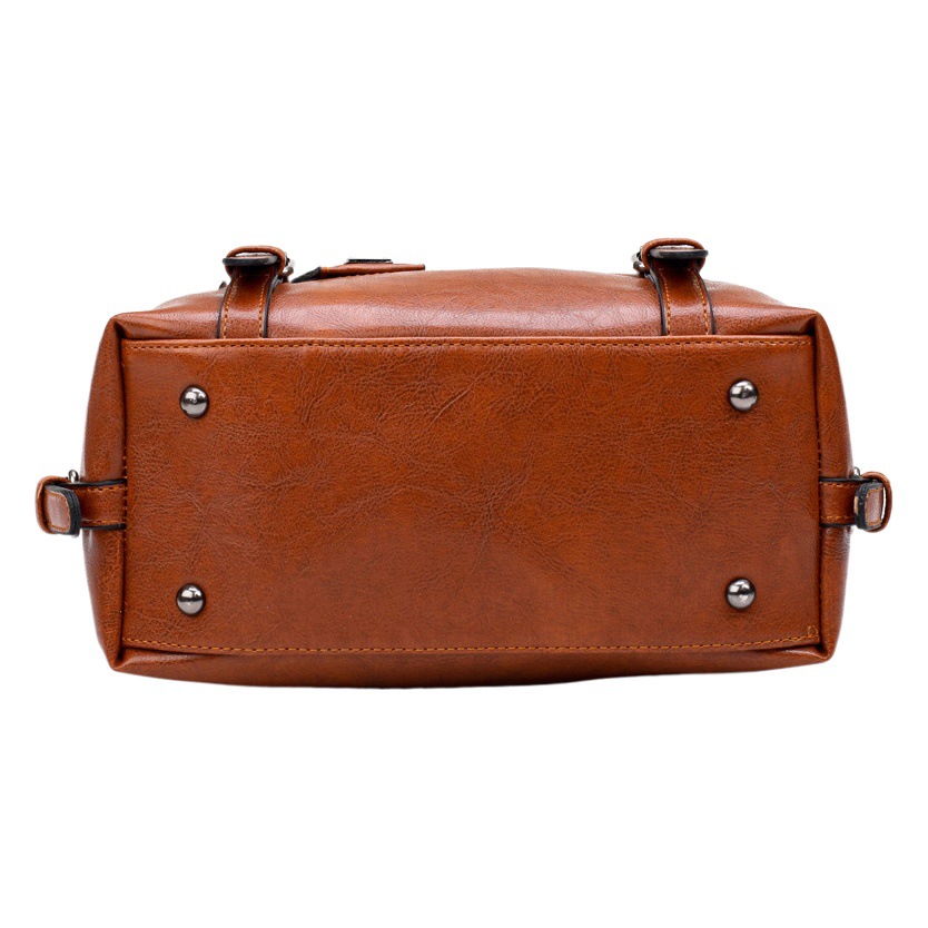 Cross-border Autumn and Winter New Style Oil Leather Fashion Women's Bag European and American Fashionable Retro Women's Shoulder Bag All-match Handbag Bag
