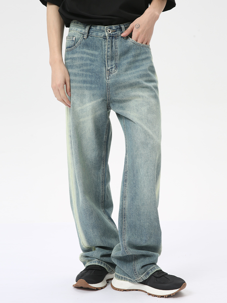 MTLCLOTHES Hombres| 2024 verano nuevos productos americanos de diseño gradiente de alta calle suelto rectas jeans