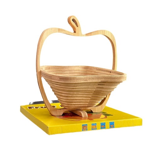 Handheld Folding Fruit and Vegetable Basket Made of Bamboo and Wood, Convenient for Storage, Home Goods, Tourist Attraction Souvenirs