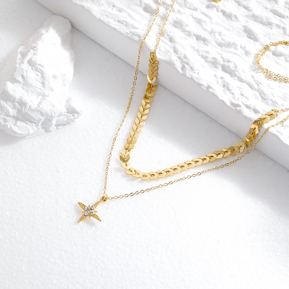 Simple Style Star Metal Plating Rhinestone Necklace