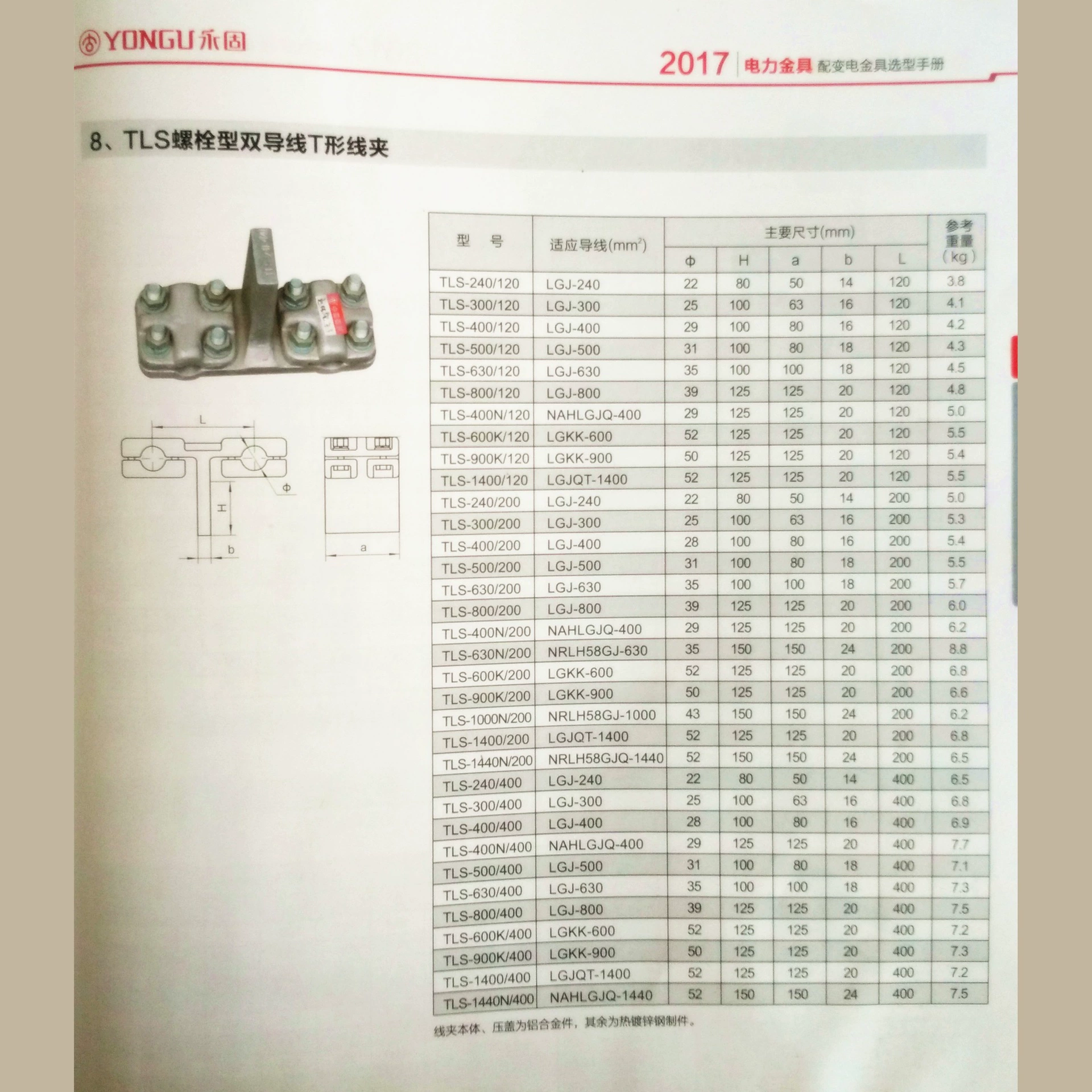 Завязка T-образный зажим T-образный зажим проводов TLS-630 болт TLS-630 национальный стандарт продукт Чжэцзян