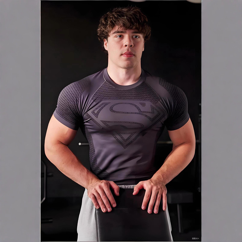 3D Digital Printing Marvel Superman Series Men's T-Shirt Breathable Bodysuit Top Outdoor Running t Breathable