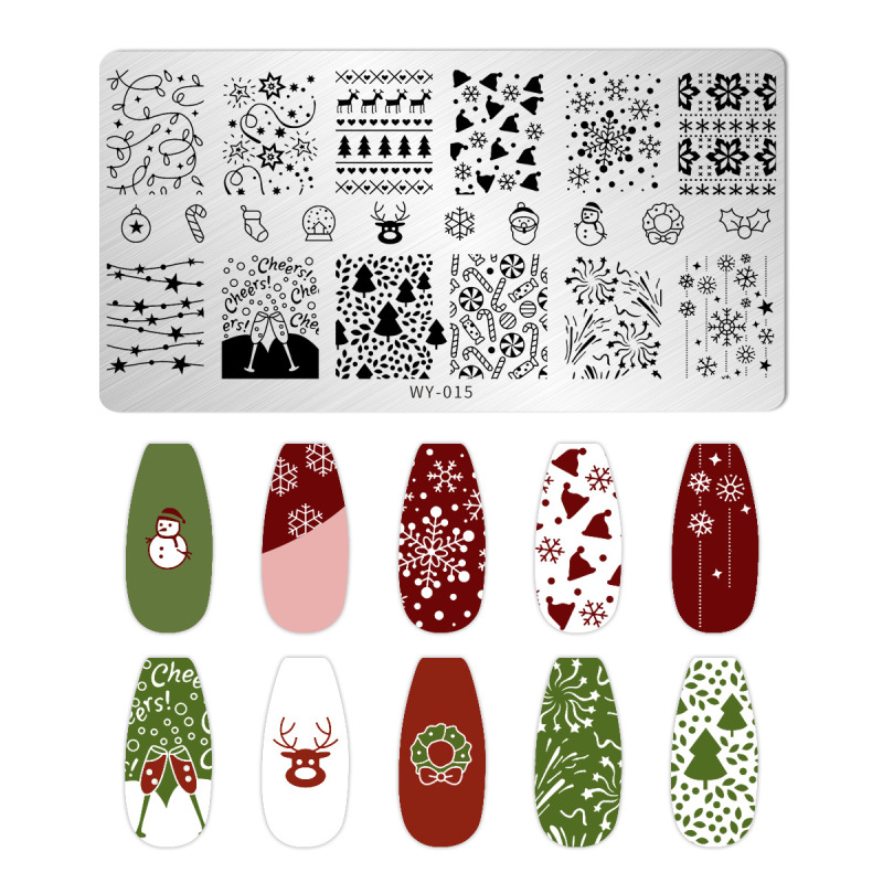 美甲印花钢板爆款雪花圣诞 NailSteelPlate转印指甲模板工具批发|undefined