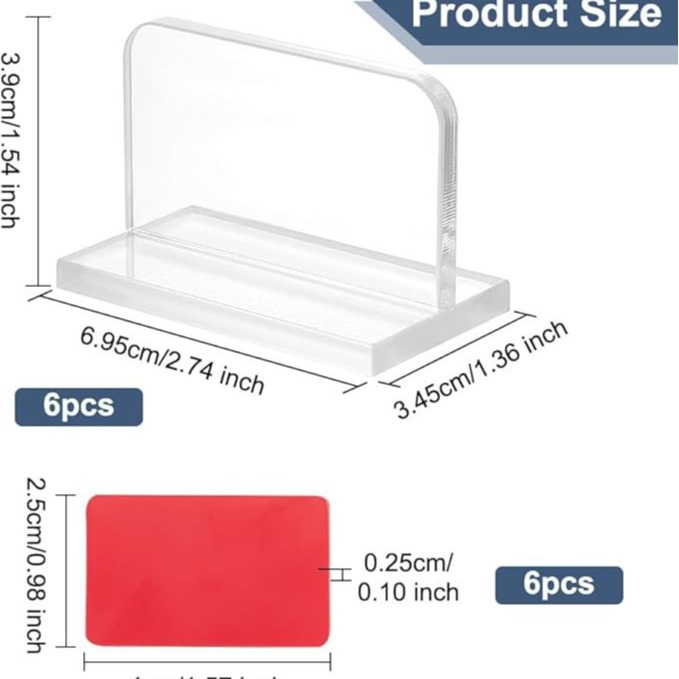 6件透明亚克力拉柄水族馆盖手柄带胶贴纸透明用于水族馆鱼水箱