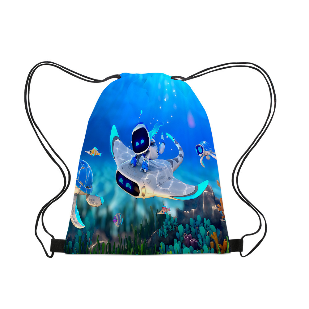3D 새로운 우주 로봇 아스트로 봇 번들 포켓 휴대용 대용량 DRAWSTRING 학교 가방 발수제