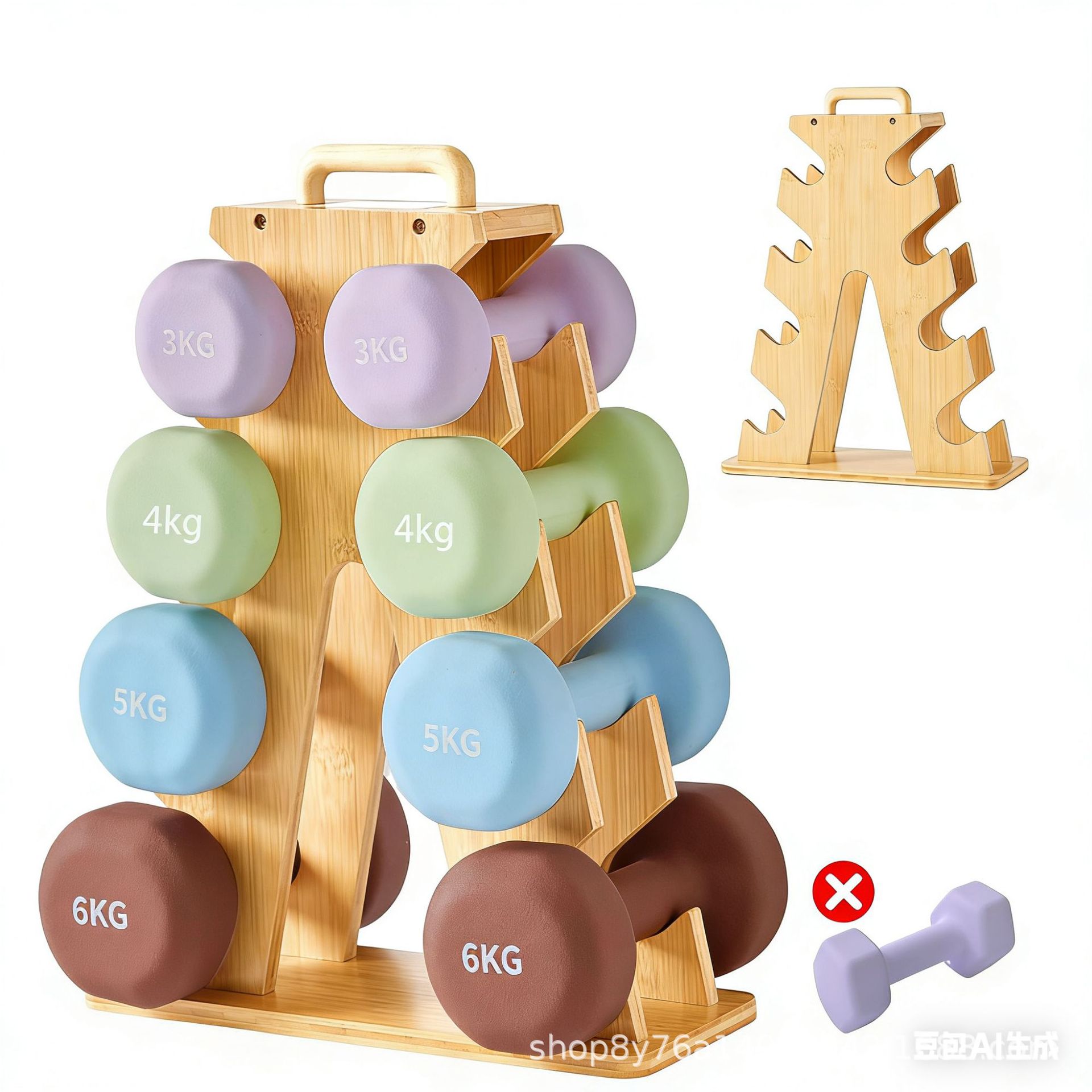 Creative Solid Wood Dumbbell Storage and Organization Rack Solid Wood Gym Exercise Supplies Storage Rack Home Push-Up Bracket