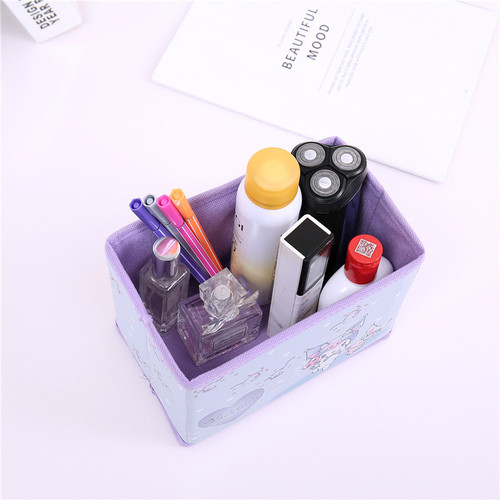 Cute Cartoon PU Foldable Storage Desktop Storage Box Cosmetic Stationery Accessories Classification Organizing Storage Box
