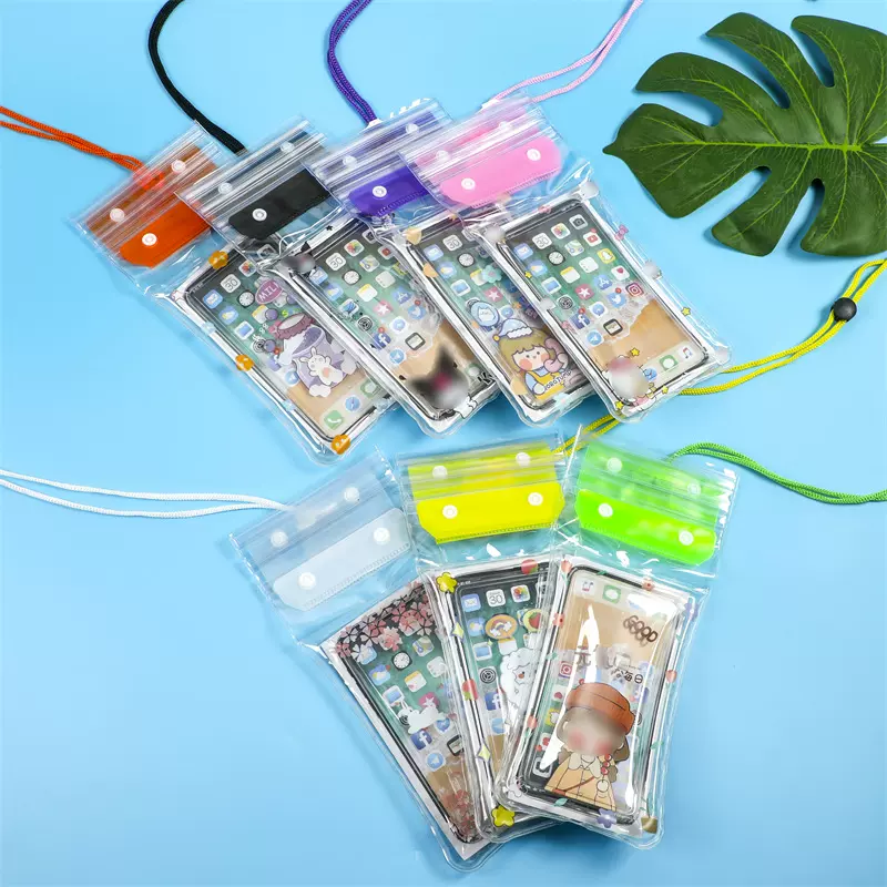 户外气囊手机防水袋卡通透明密封防水手机套漂浮游泳可触屏手机袋