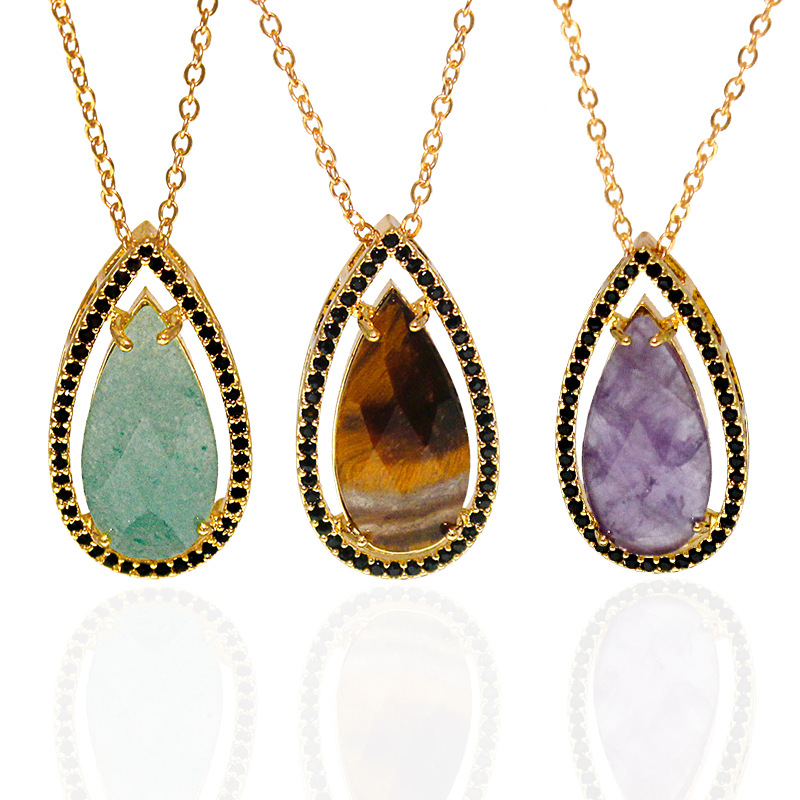 Fashion Water Droplets Crystal Inlay Crystal Rhinestones Pendant Necklace 1 Piece