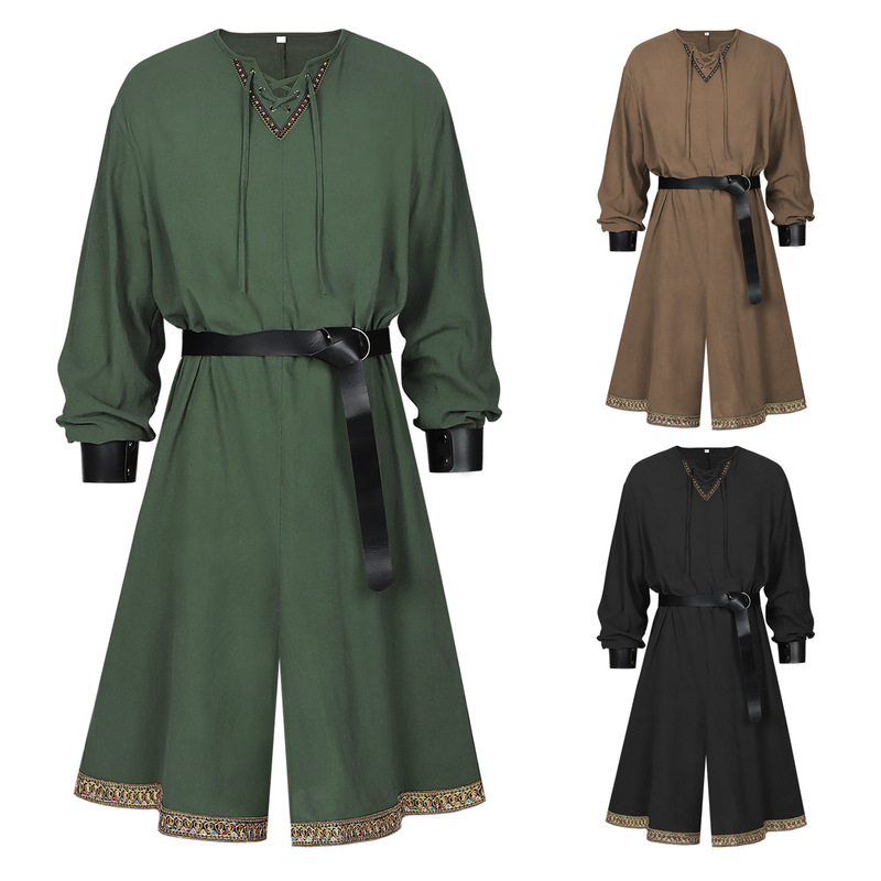 New Renaissance Templar Tunic Viking Knight Pirate Retro Stage Performance Costume