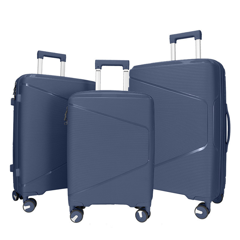 Customized Pp Trolley Case 20 24 28 Three-Piece Cross-Border Zipper Hard Shell Suitcase Suitcase Business Travel
