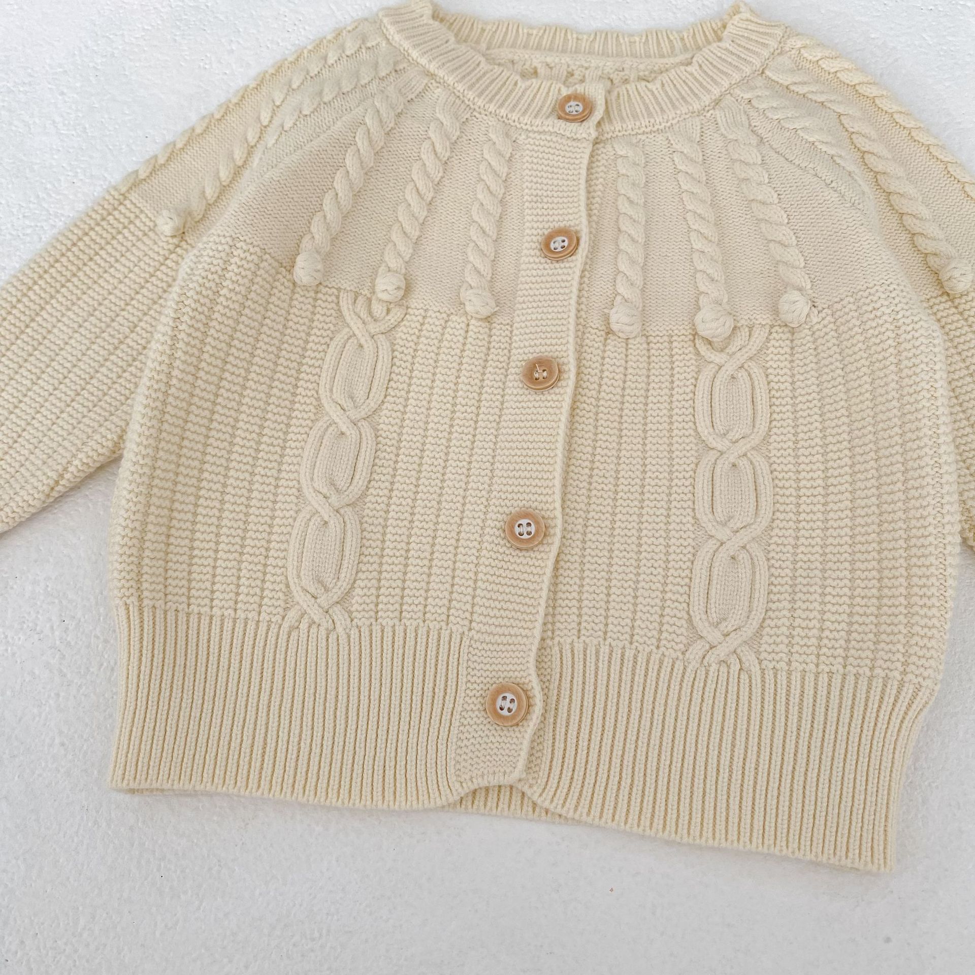 Infant Women's Sweater Hand-hook Bubble Ball Knitted Romper And Coat Two-piece Set