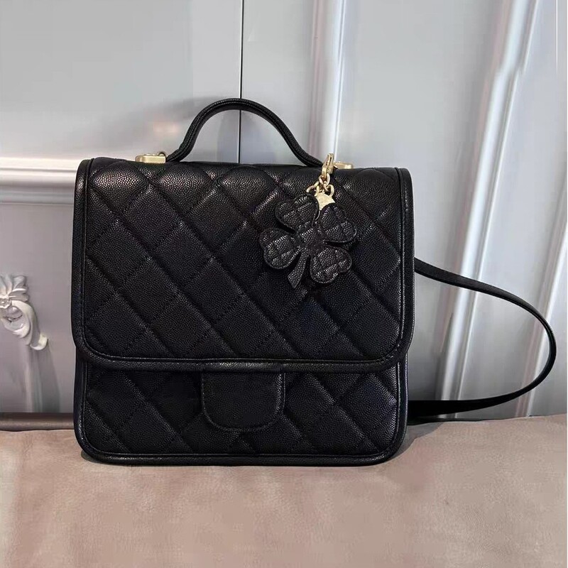 Crossbody 25B New Style Pebbled Leather Messenger Bag with Four-Leaf Clover Chain Coin Purse Small Backpack Pendant Double Shoulder Bag Crossbody 25B New Style Pebbled Leather Messenger Bag with Four-Leaf Clover Chain Coin Purse Small Backpack Pendant Double Shoulder Bag