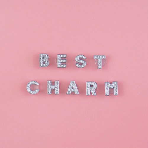 Crystal Diamond Alloy Letter Croc Shoe Shoe Buckle Shoe Flower Silver Letter Cross-Border Amazon Croc Shoe Decorative Buckle