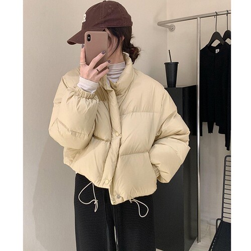 Short black cotton women's winter coat, cotton padded jacket, small figure thick bread coat, trendy