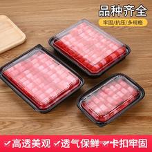 牛羊肉片盒塑料透明长方形羊肉卷包装盒一次性一斤装500g保鲜盒子