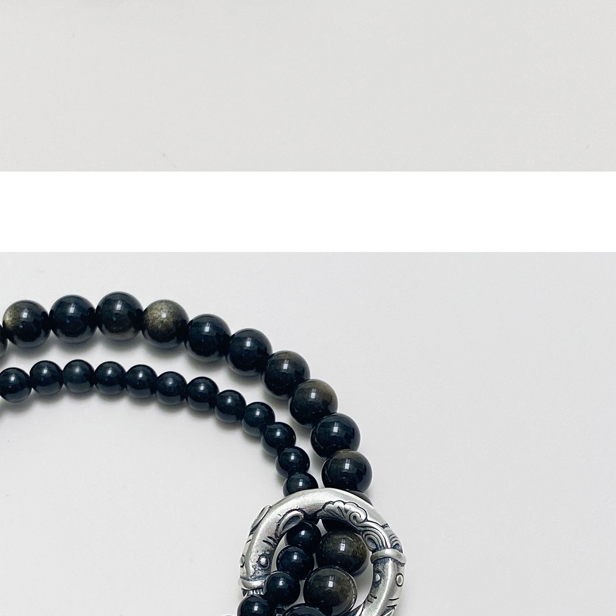Rétro Géométrique Argent Sterling Obsidienne Bracelets En Masse display picture 6