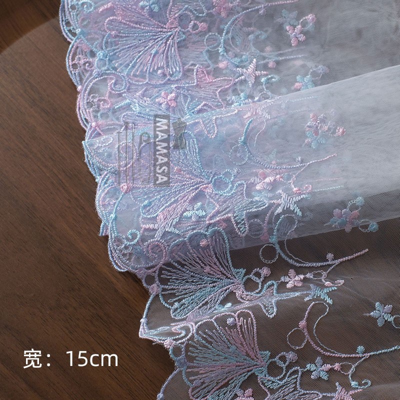 Dopamina sueño bordado de color hilo de malla encaje DIY hecha a mano lolita ropa tela accesorios para el cabello al por mayor