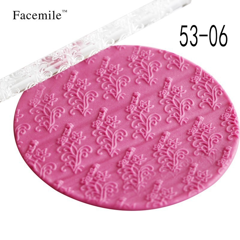 Una variedad de acrílico antiadherente transparente fondant impresión rodillo acrílico tallado rodillo en relieve rodillo image 11