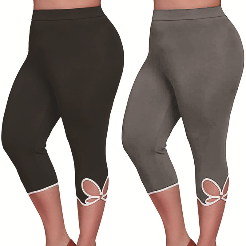 European and American Amazon wish foreign trade hot petal cropped tight leggings plus size women's pants high elastic plus size European and American Amazon wish foreign trade hot petal cropped tight leggings plus size women's pants high elastic plus size