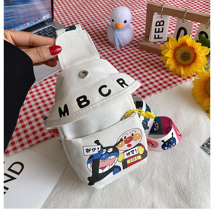 Internet celebridad de los niños pequeña bolsa de hombro nueva moda estudiante lienzo bolsa de pecho ins estilo occidental Banda ancha bolsa de hombro bolsa de mensajero
