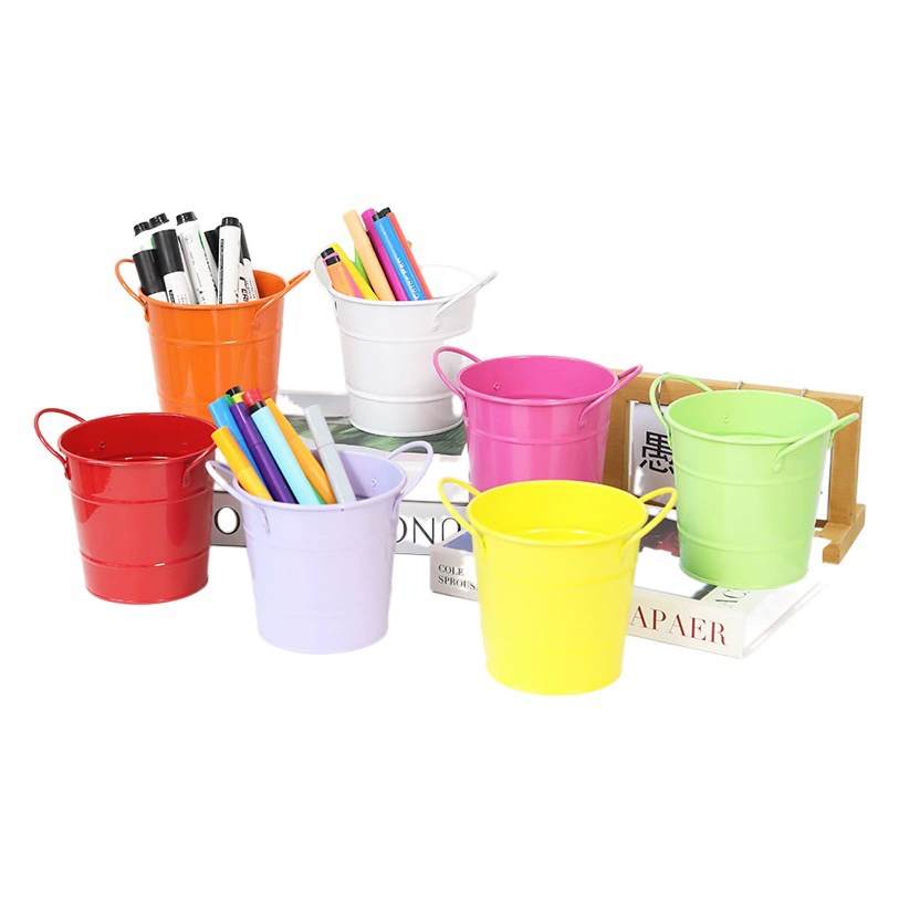 Креативный кованый держатель для ручек DIY студент настольный ручка ведро стол ведро для хранения канцелярских принадлежностей Косметическая щетка для хранения маленькое железное ведро