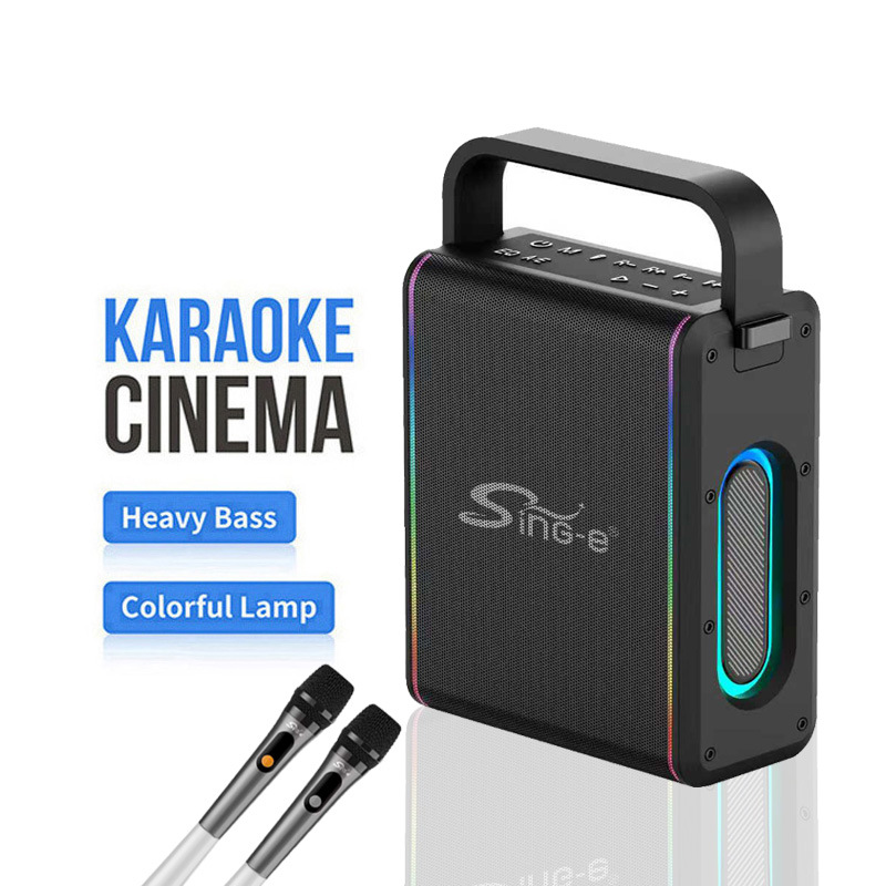 Cross-Border K Singer Portable Bluetooth Speaker for Home, Outdoor Camping, Square, and Colorful Lights