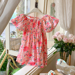 Ladies' Stylish Summer Floral Dress for Girls, 2024 New Princess Little Sheer Dress, Summer Fashion Trendy Dress