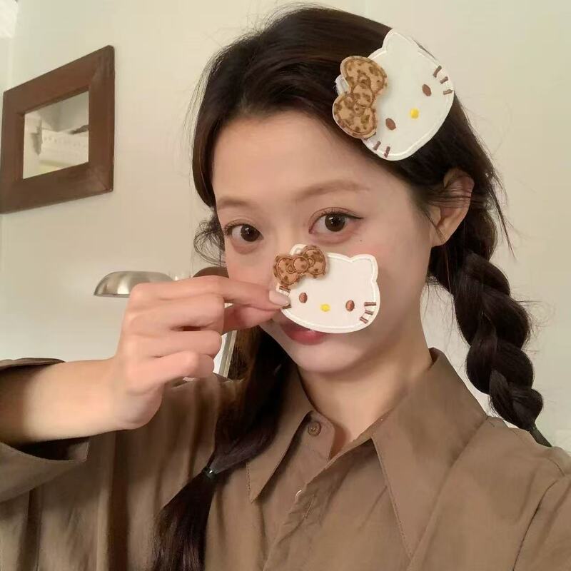 可爱豹纹KT!猫咪魔术贴发卡蝴蝶结无痕刘海贴整理碎发神器发饰品|undefined