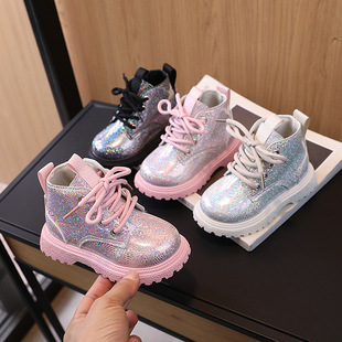 Children's Autumn Style Little Girl's Fashionable Bright Leather Fashion Boots Girls Korean Style Low-Cut Princess Style Versatile Short Boots