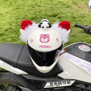 Fleece Red Sheep Ear Helmet Accessory, Detachable Universal Motorcycle/Electric Vehicle Helmet