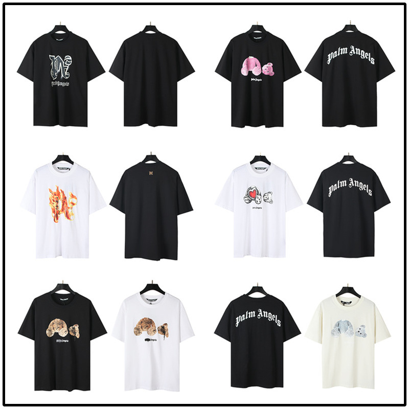 Cross-border Wholesale Palm Palm Angel Broken Bear Cartoon Men's and Women's T-Shirts Loose Short-sleeved Spring and Summer Couples Pure Cotton