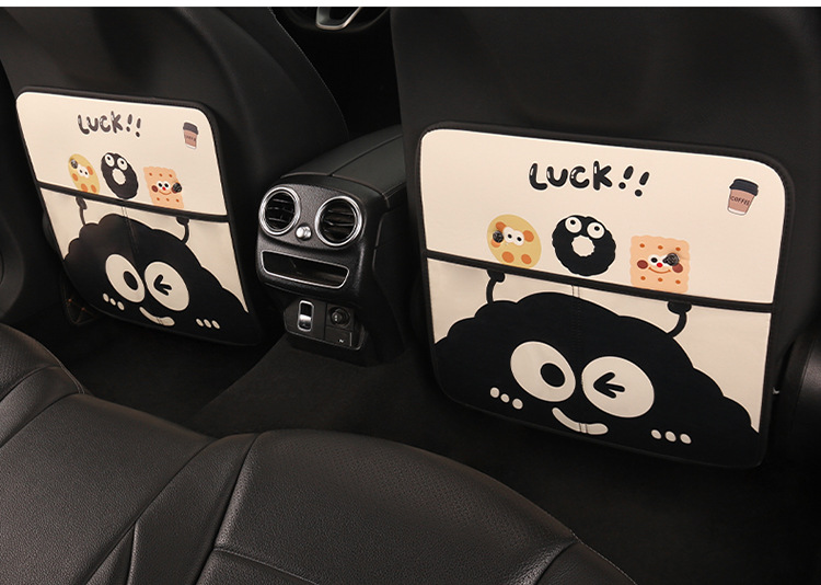 Car Seat Back Anti-Kick Pad Storage Bag Kidsren's Anti-Kick Pad Cartoon Cute Briquettes Car Rear Anti-Kick Anti-Fouling Pad