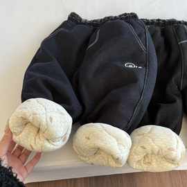 儿童冬季夹棉加厚针织牛仔棉裤男女童厚棉裤运动国内一二线品牌无