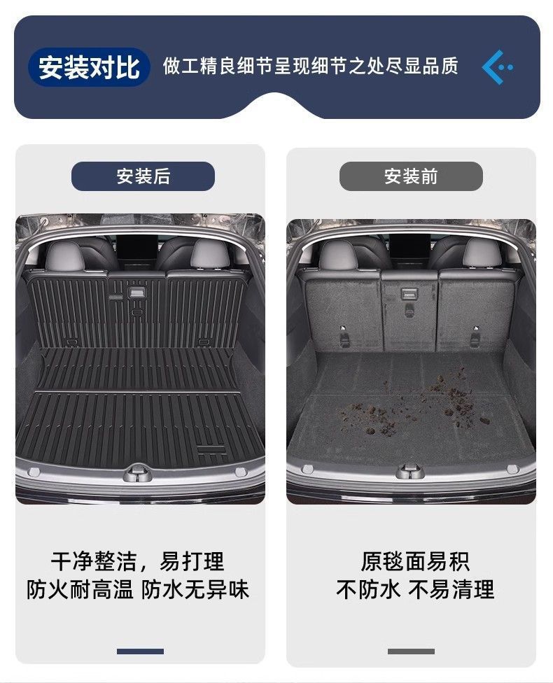 Suitable for 25 Models of Tesla Model Y/3 Updated Versions, Integrated Trunk Mat and Integrated Rear Seat Backrest Cushion