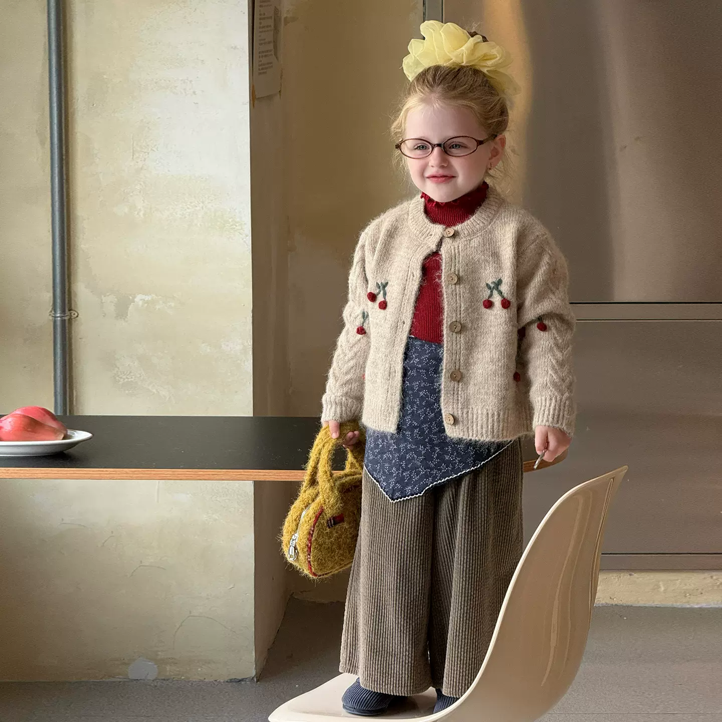 维木童装女童毛衣秋冬2025新款洋气儿童开衫上衣女宝宝衣服针织衫