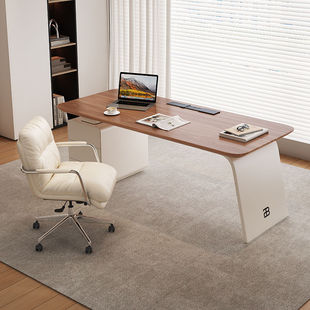 Solid Wood Desk Light Luxury Modern Mid-Century Style Office Desk Home Designer Cream Style Study Room Electric New Product