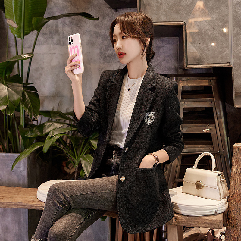 Trendy Plaid Blazer 2022 New Slim Fit Fashionable Little Style Elegant Goddess Casual Versatile Jacket_ecoleips.com