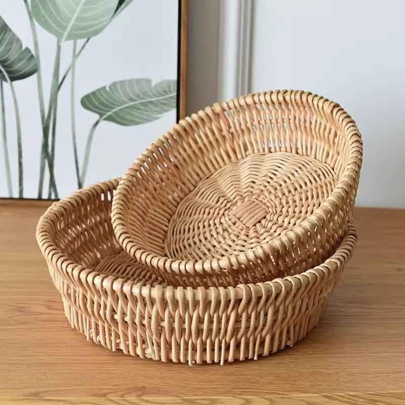 Cesta de pan al vapor cesto de almacenamiento de sauce cesto de frutas bambú trenzado cesto de pan verduras frutas secas caseras huevos bocadillos almacenamiento de tela cesta