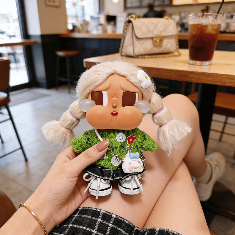 Only Doll Clothes】Suitable for Crybaby Clothes, Crybaby 10cm Doll Clothes, Knitted Sweater and Skirt Set