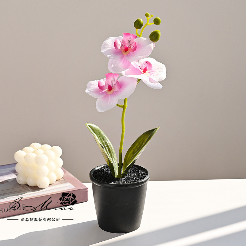 Flores falsas orquídeas mariposa impresión de serigrafía pequeña flor de bonsai decoración del hogar fotografía flores verdes artificiales adornos de boda image 11