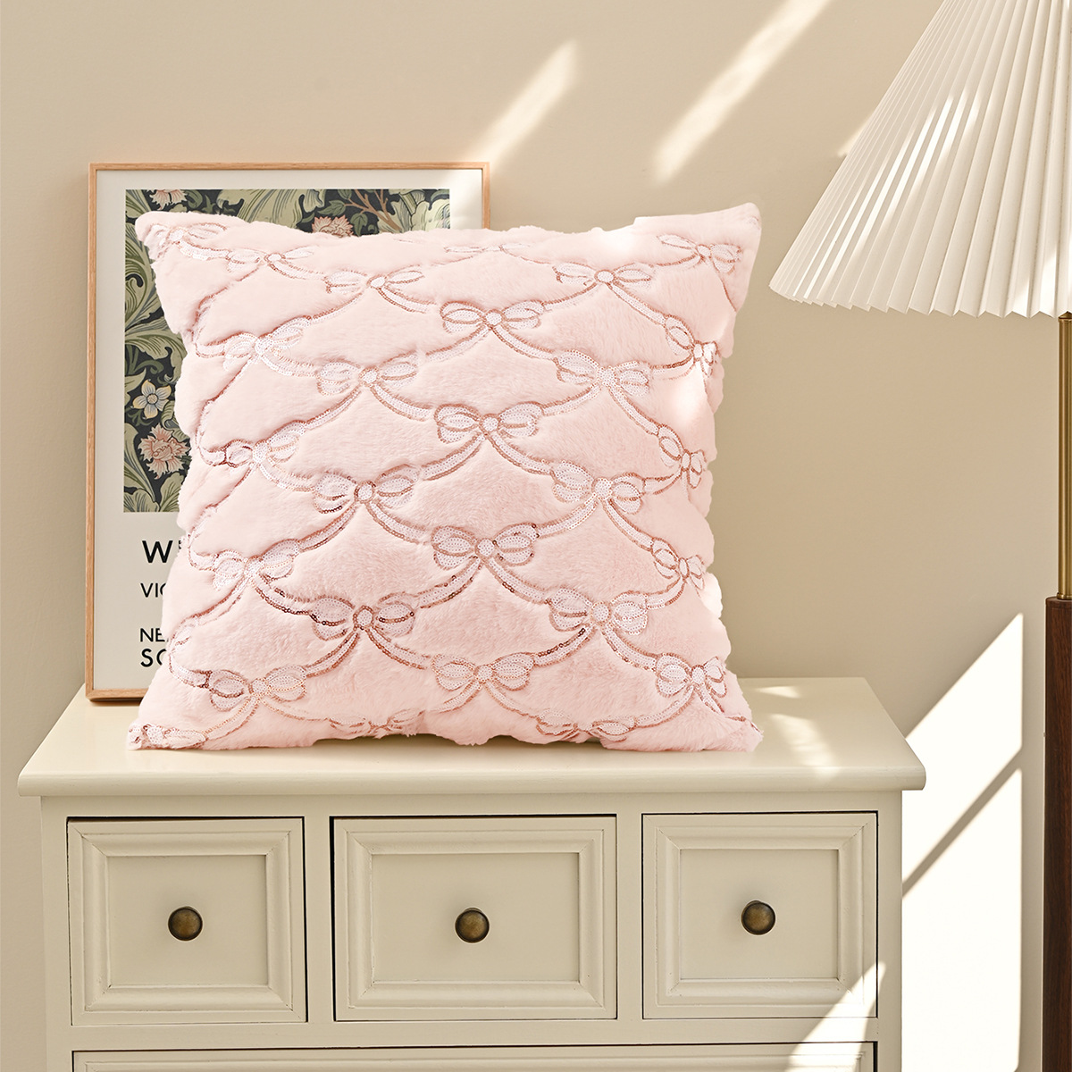 Cross-border amor doble arco almohada cubierta universal simple peluche sequinilla almohada cubierta sofá de oficina cubierta de cintura