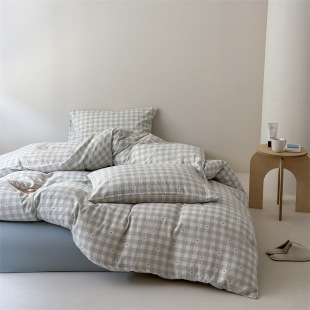 Casual Modern Style Pure Cotton Double-Layer Gauze Four-Piece Set of Pure Cotton Gauze Quilt Cover for All Seasons Bedding