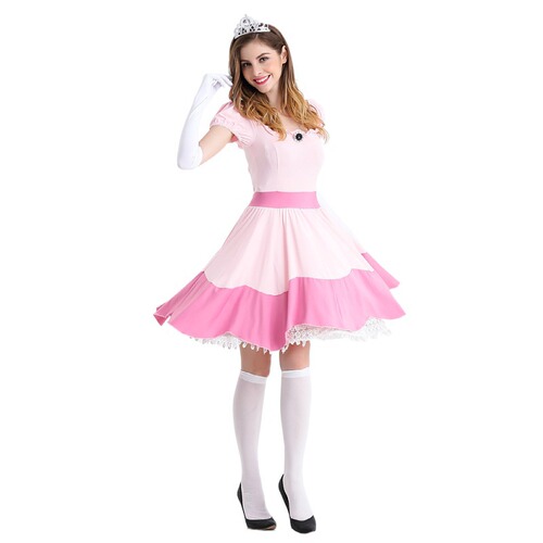 MARIO Super Mario Fairy Tale Princess Role-Playing Pink Princess Dress Uniform Temptation Cosplay