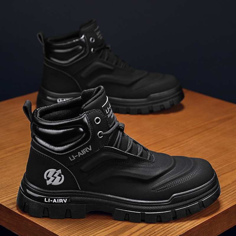 Otoño e invierno nuevo estilo cuero moda retro trabajo al aire libre ocio botas altas marea diaria deportes botas Martin botas de hombre