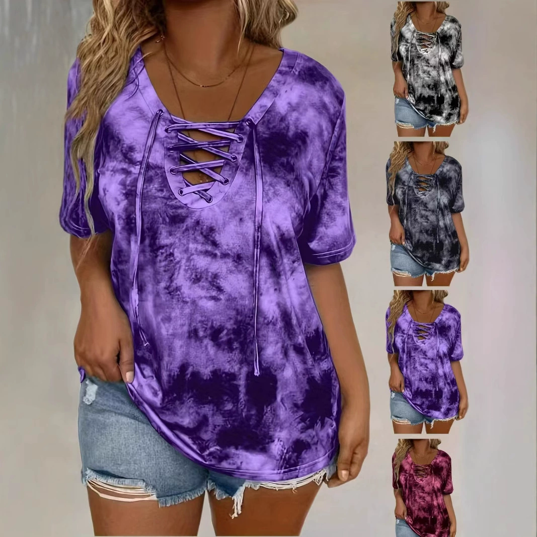 Женские топы свободного кроя с завязками, элегантные, повседневные, хит продаж весны-лета 2026 года, для трансграничной торговли на eBay, Amazon, Wish (Европа и Америка)