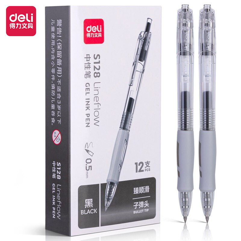 Deli S128 empuje pluma Zhenshun slip Oficina Bullet Signature Pen estudiante simple examen cepillo pluma 12 unidades image 1